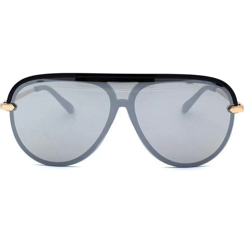 Mens Oversized Sunglasses Mirror Lens Flat Top Shield Modern Driving Shades New